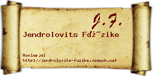 Jendrolovits Füzike névjegykártya
